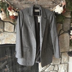 Everlane Oversized Blazer in Grey Herringbone, Size 10